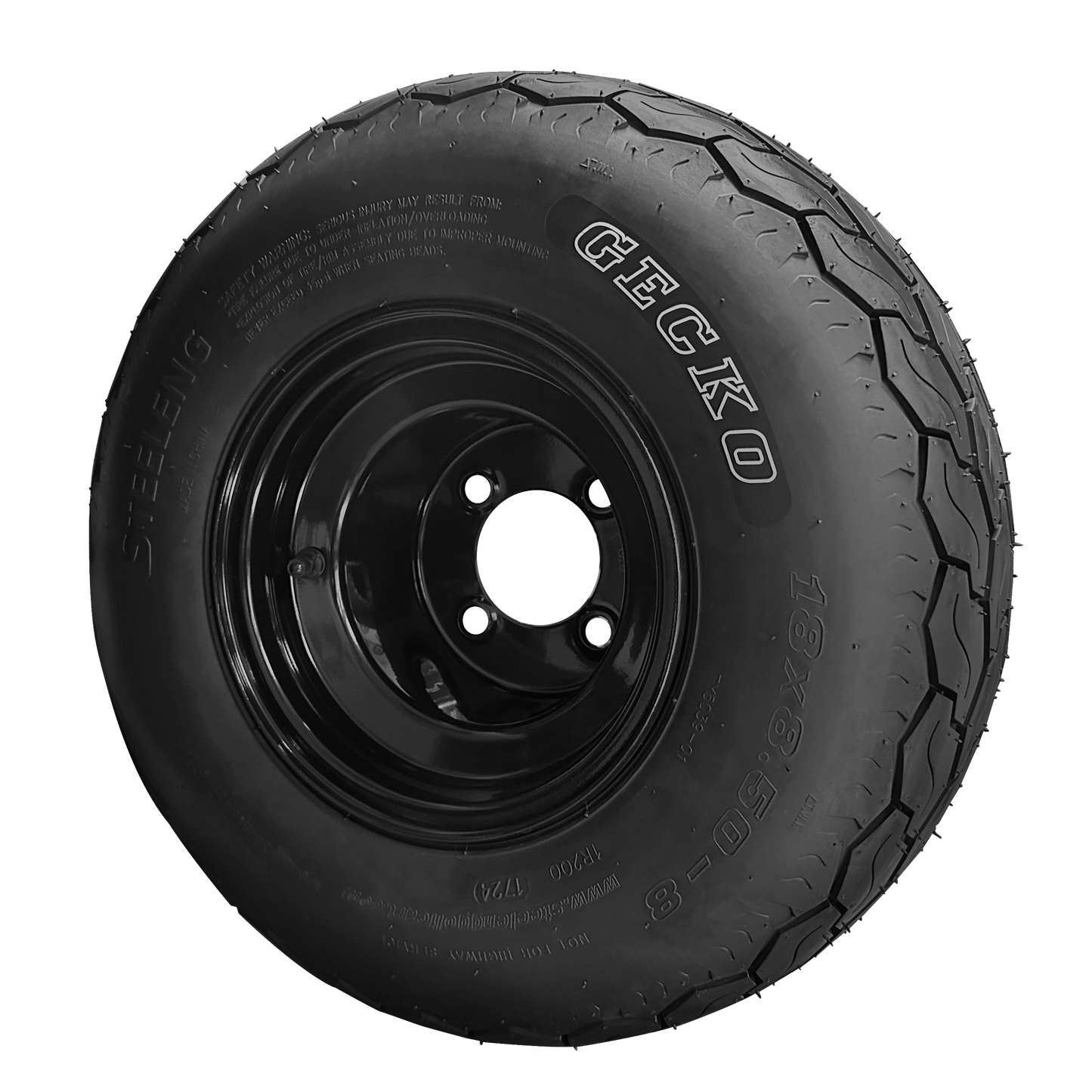 TR0805-SW0801 8 inch Steel Blk - 18x8.5-8 White Letter GECKO