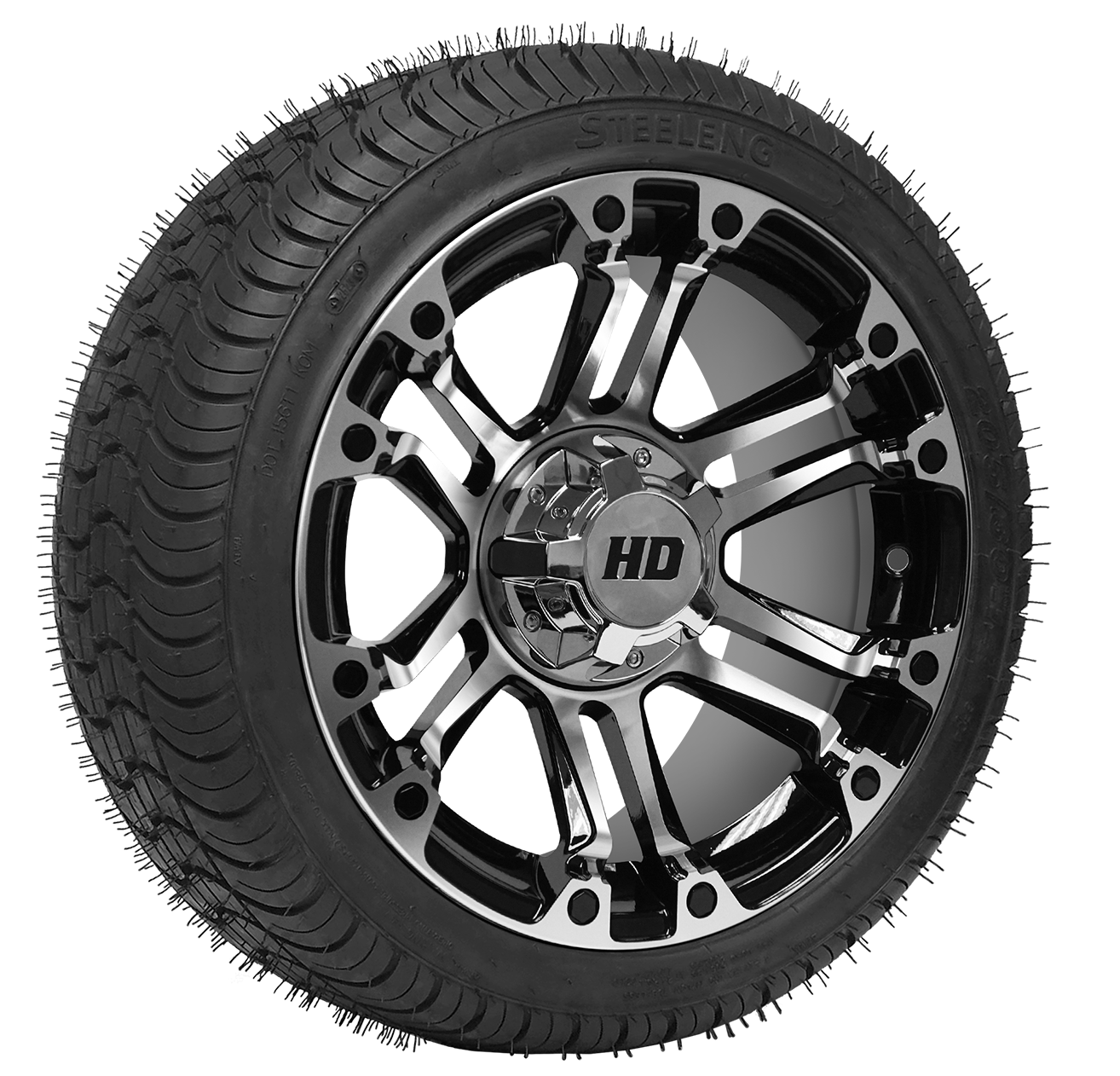 TR1480-WH1422 14 inc Rhino Machined Black Wheel 205 30-14 QH Low Profile