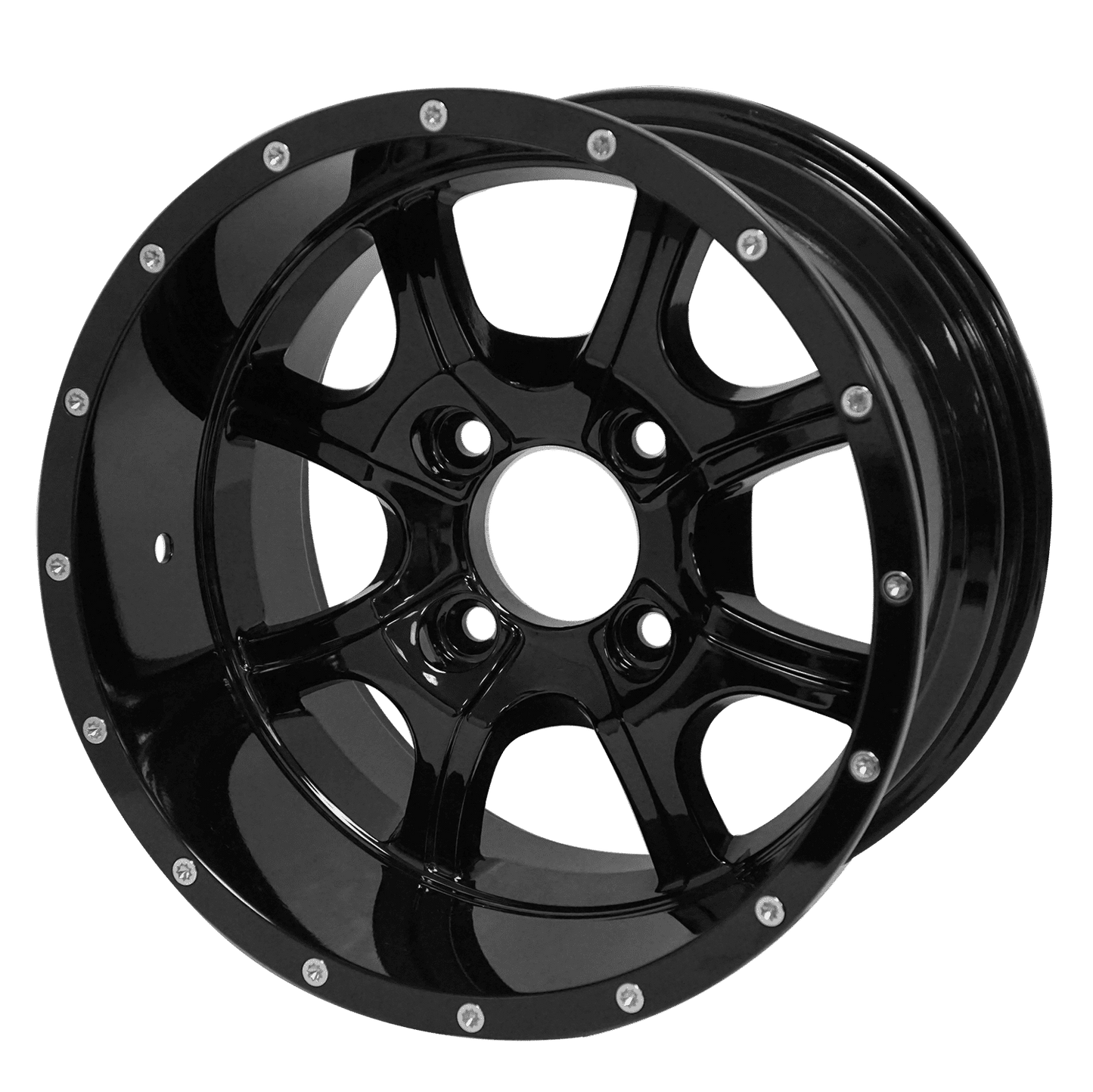 BNDL-TR1216-WH1221-LN0002-CC0002 – SGC 12″ Nightstalker Glossy Black Wheel – Aluminum Alloy / STEELENG 20″x10″-12″ Ironclad Hybrid AT Tire