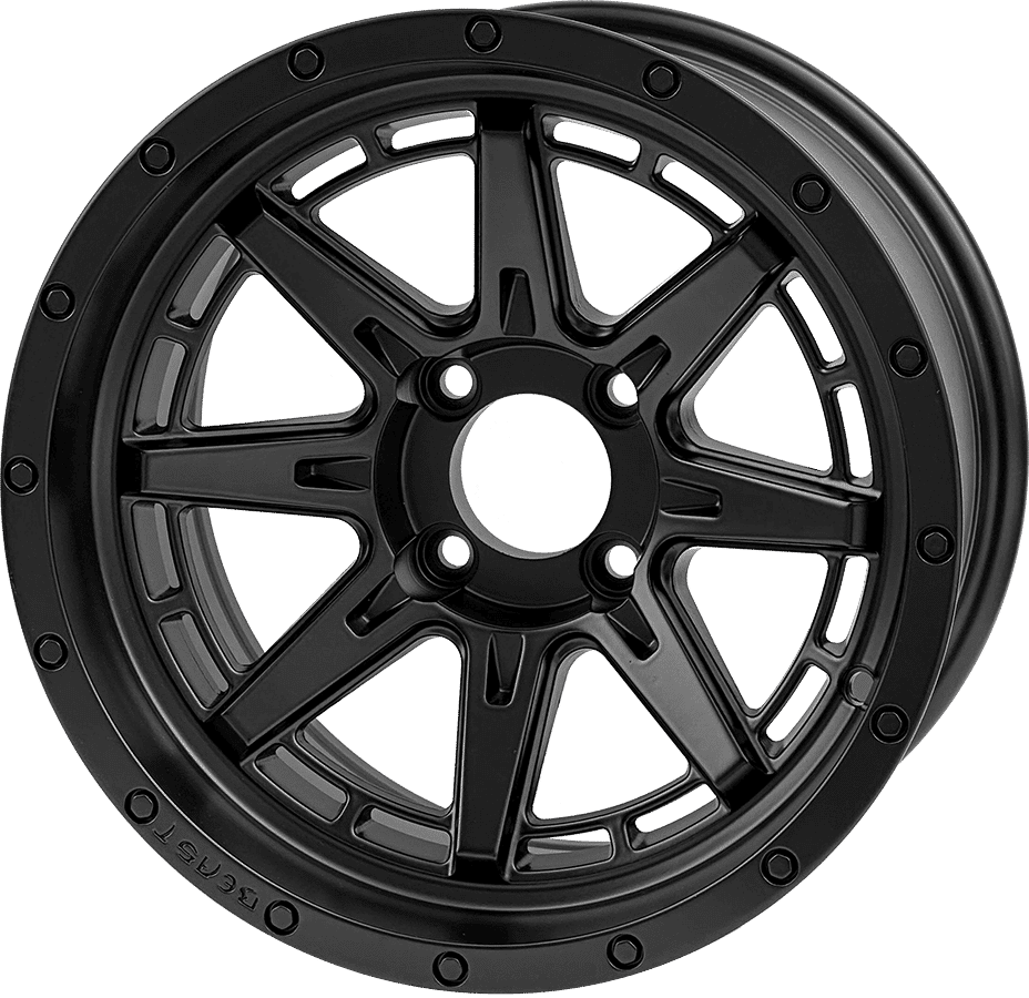 BNDL-TR1408-WH1448-LN0003-CC0024 – SGC 14″ Wolverine Matte Black Wheel – Aluminum Alloy / STEELENG 23”x10.5”-14” Ironclad Hybrid AT Tire