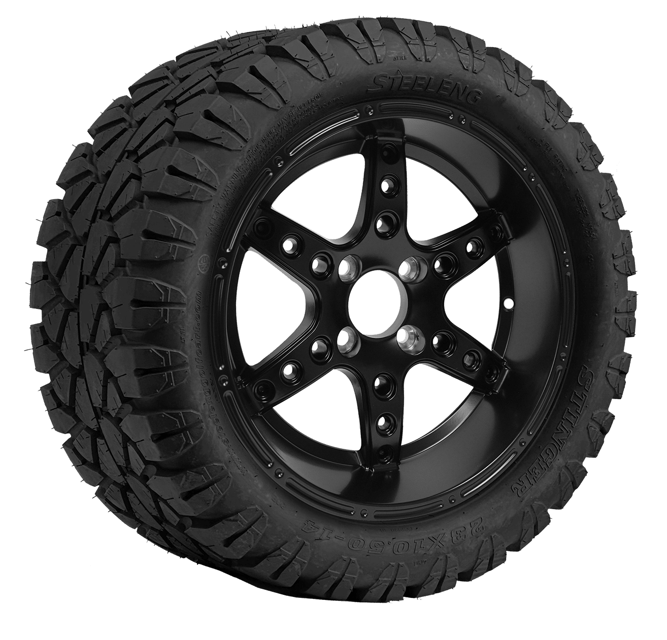 https://dealers.steelenggolfcart.com/wp-content/uploads/2023/12/TR1405-WH1412-SGC-14-Turbine-Matte-Black-Wheel-Aluminum-Alloy-STEELENG-23x10.5-14-STINGER-AT-Tire-DOT-Approved.png