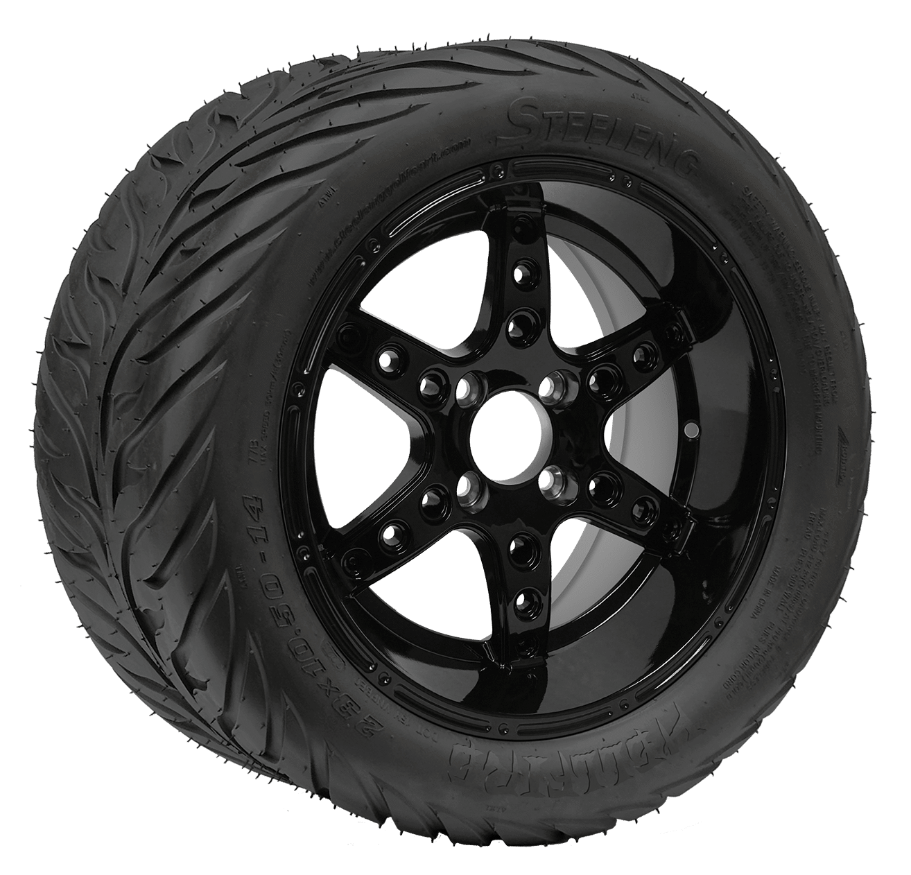 https://dealers.steelenggolfcart.com/wp-content/uploads/2023/12/TR1406-WH1411-SGC-14-Turbine-Glossy-Black-Wheel-Aluminum-Alloy-STEELENG-23x10.5-14-HELLFIRE-Street-Tire-DOT-Approved.png