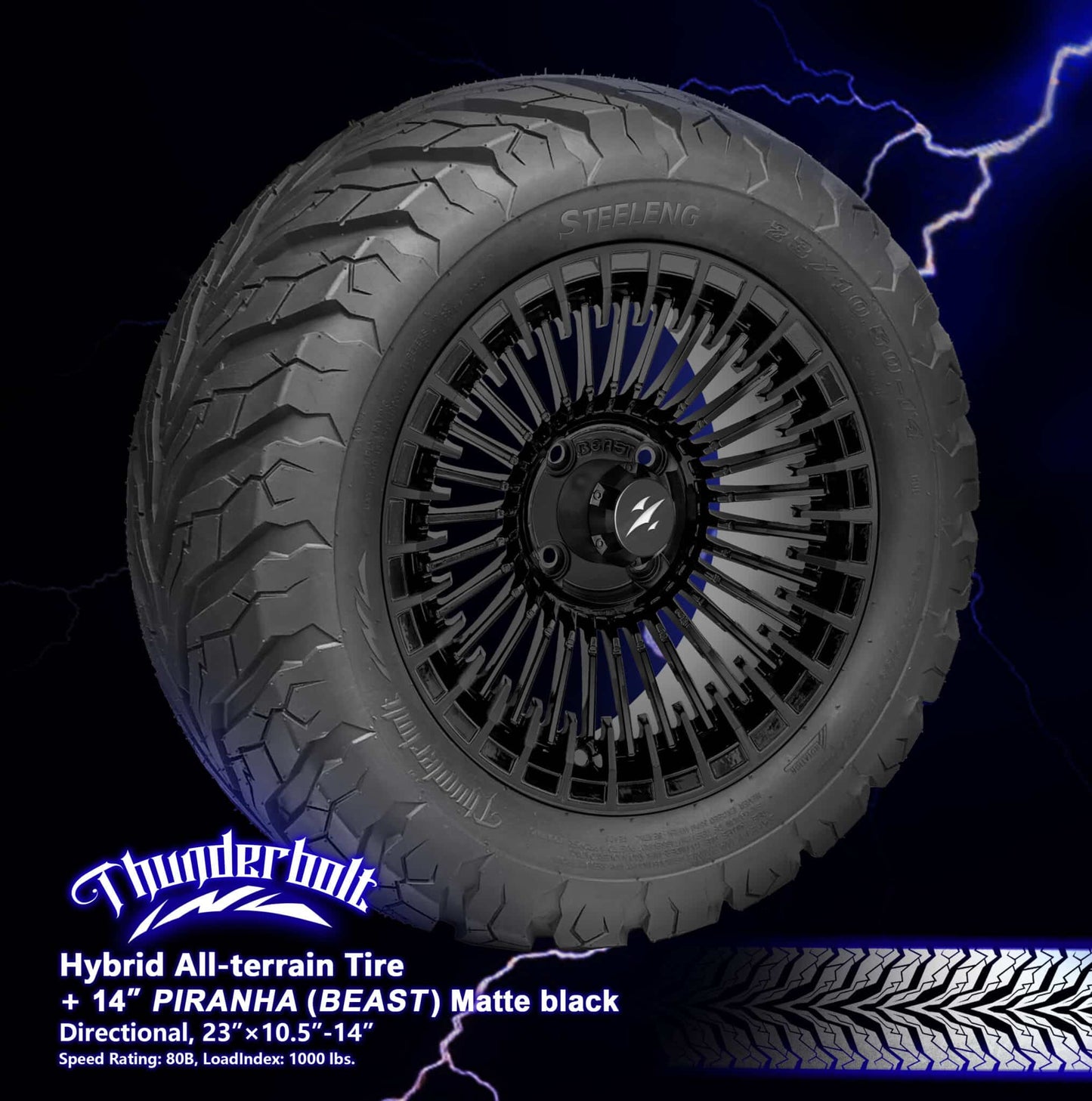 https://dealers.steelenggolfcart.com/wp-content/uploads/2025/04/TR1407-WH1455-Piranha-Matte-Black-Thunder-Bolt-scaled.jpg