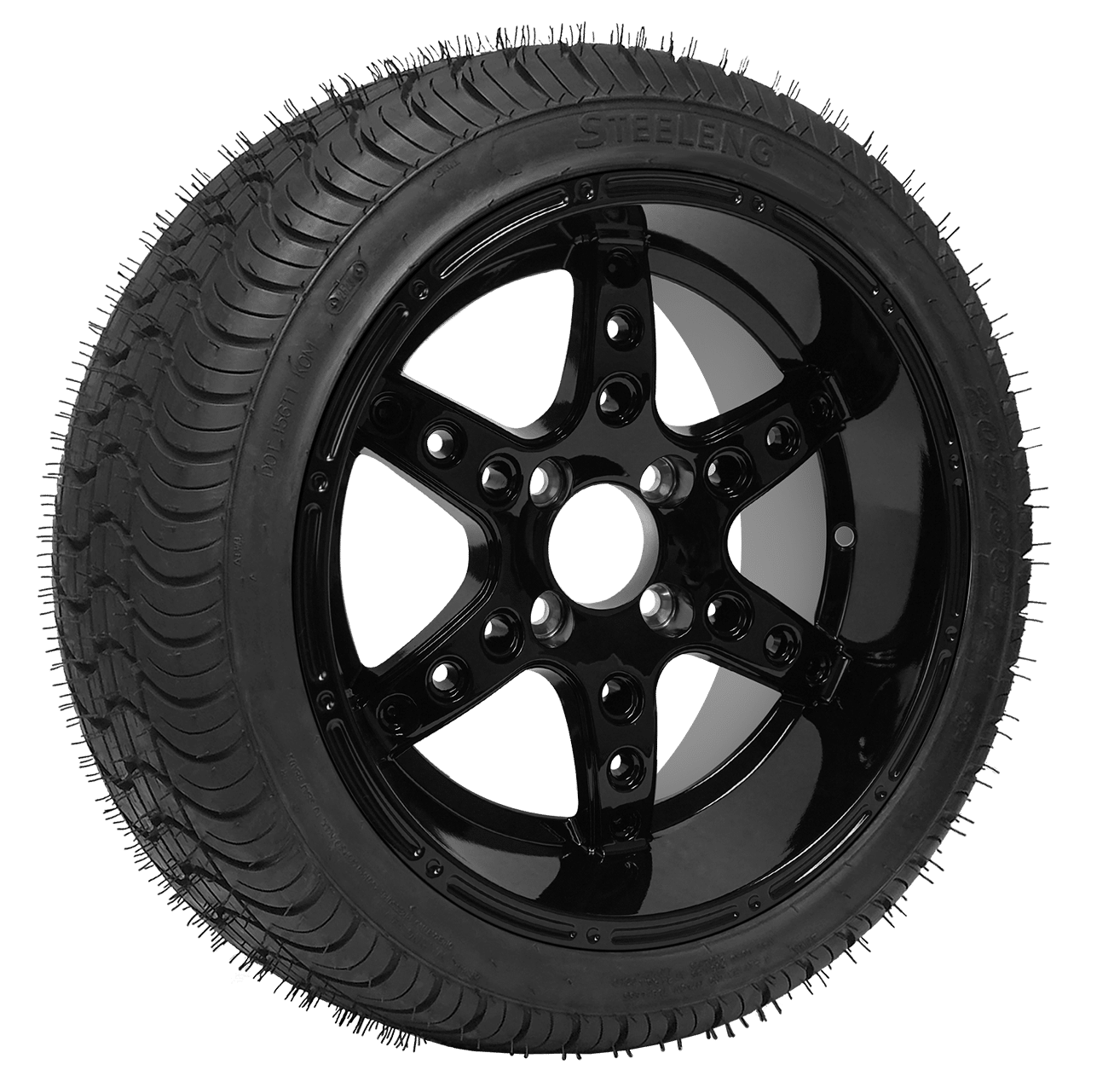 https://dealers.steelenggolfcart.com/wp-content/uploads/2023/12/TR1480-WH1411-SGC-14-Turbine-Glossy-Black-Wheel-Aluminum-Alloy-STEELENG-205-30-14-QH-Low-Profile-Tire-DOT-approved.png