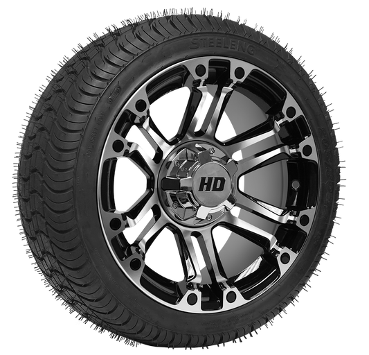 TR1480-WH1422 14 inc Rhino Machined Black Wheel 205 30-14 QH Low Profile