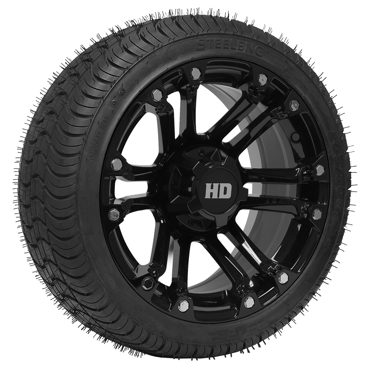 TR1480-WH1423  14 inch Rhino Glossy Black Wheel 205 30-14 QH Low Profile Tire