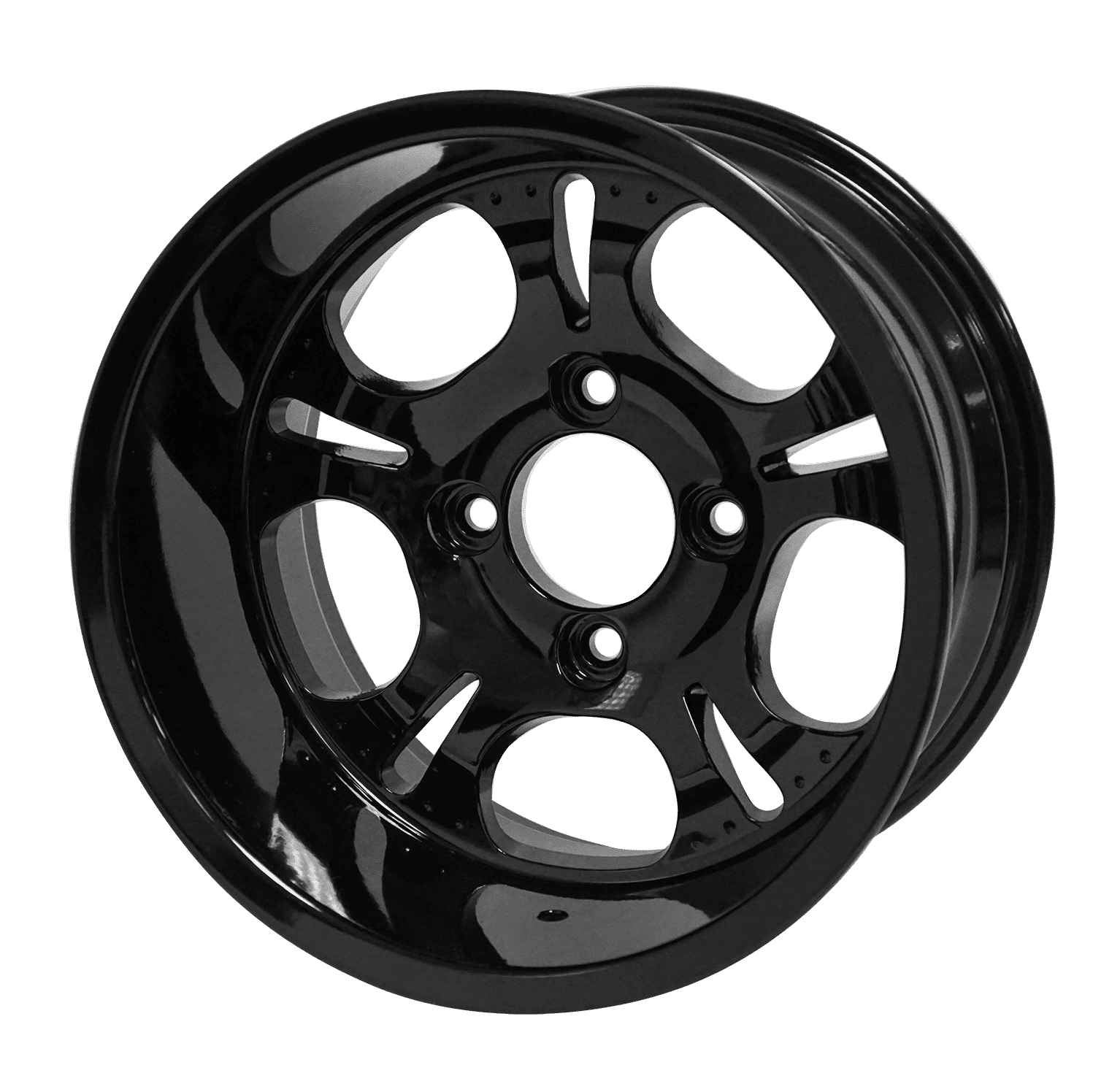 BNDL-TR1217-WH1203-LN0002-CC0002 – SGC 12″ Darkside Glossy Black Wheel – Aluminum Alloy / STEELENG 23″x10.5″-12″ Ironclad Hybrid AT Tire
