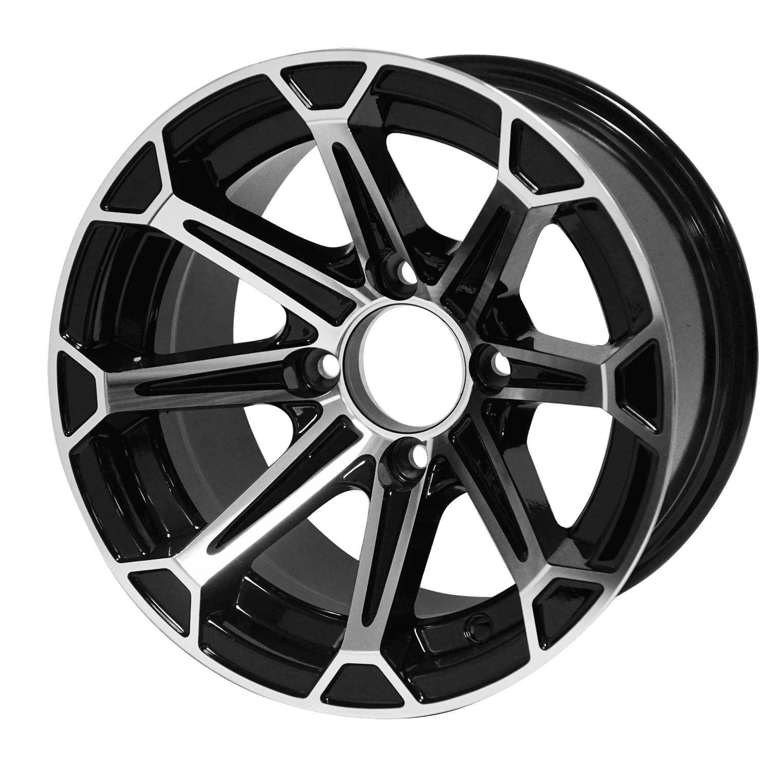 BNDL-TR1216-WH1204-LN0001-CC0001 – SGC 12″ Fang Machined/Black Wheel – Aluminum Alloy / STEELENG 20″x10″-12″ Ironclad Hybrid AT Tire
