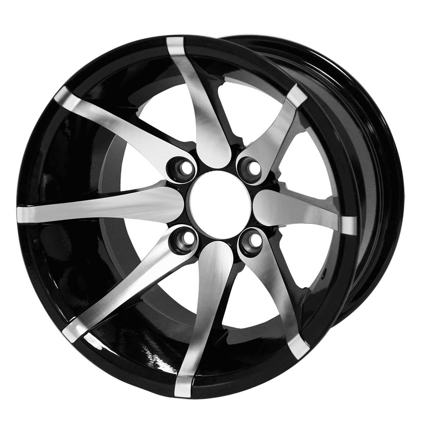 BNDL-TR1217-WH1212-LN0001-CC0001 – SGC 12" Kraken Machined/Black Wheel – Aluminum Alloy / STEELENG 23"x10.5"-12" Ironclad Hybrid AT Tire