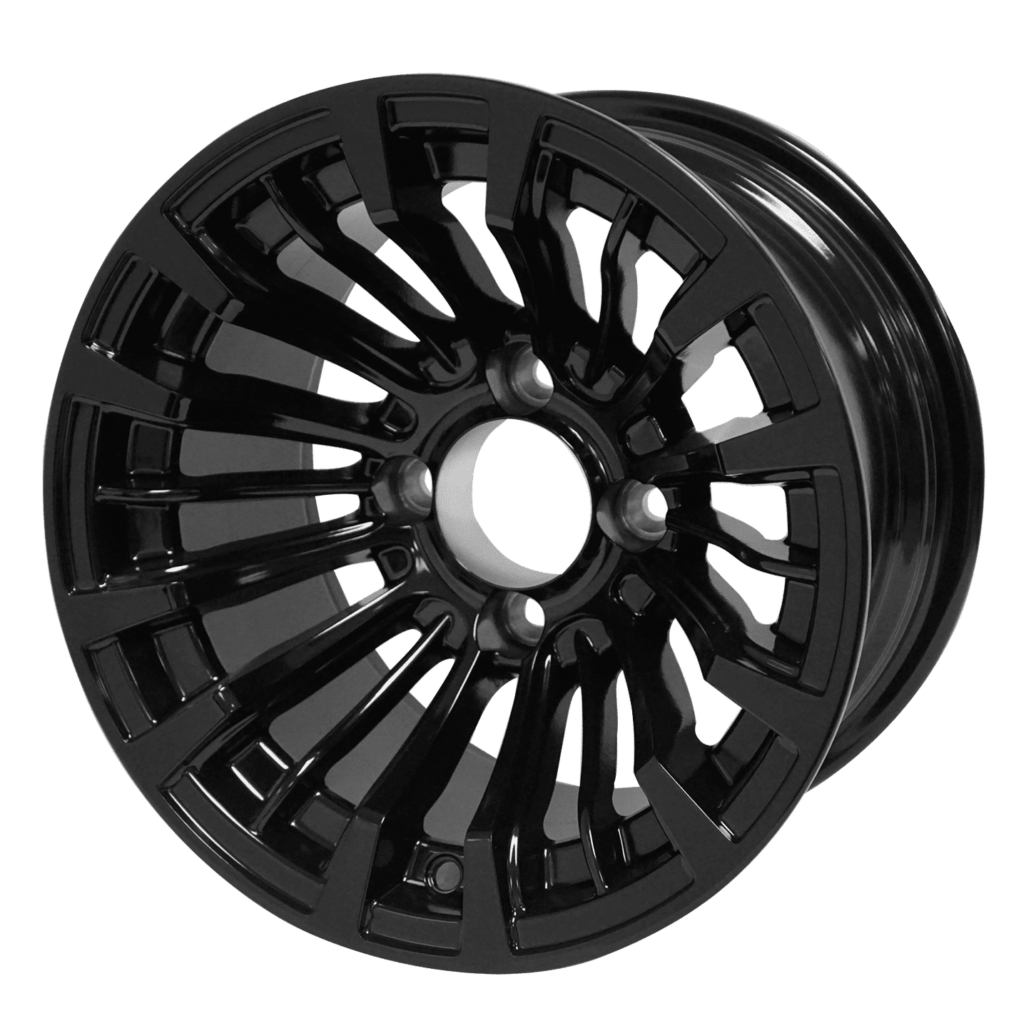 BNDL-TR1217-WH1218-LN0002-CC0002 – SGC 12″ Matador Glossy Black Wheel – Aluminum Alloy / STEELENG 23″x10.5″-12″ Ironclad Hybrid AT Tire
