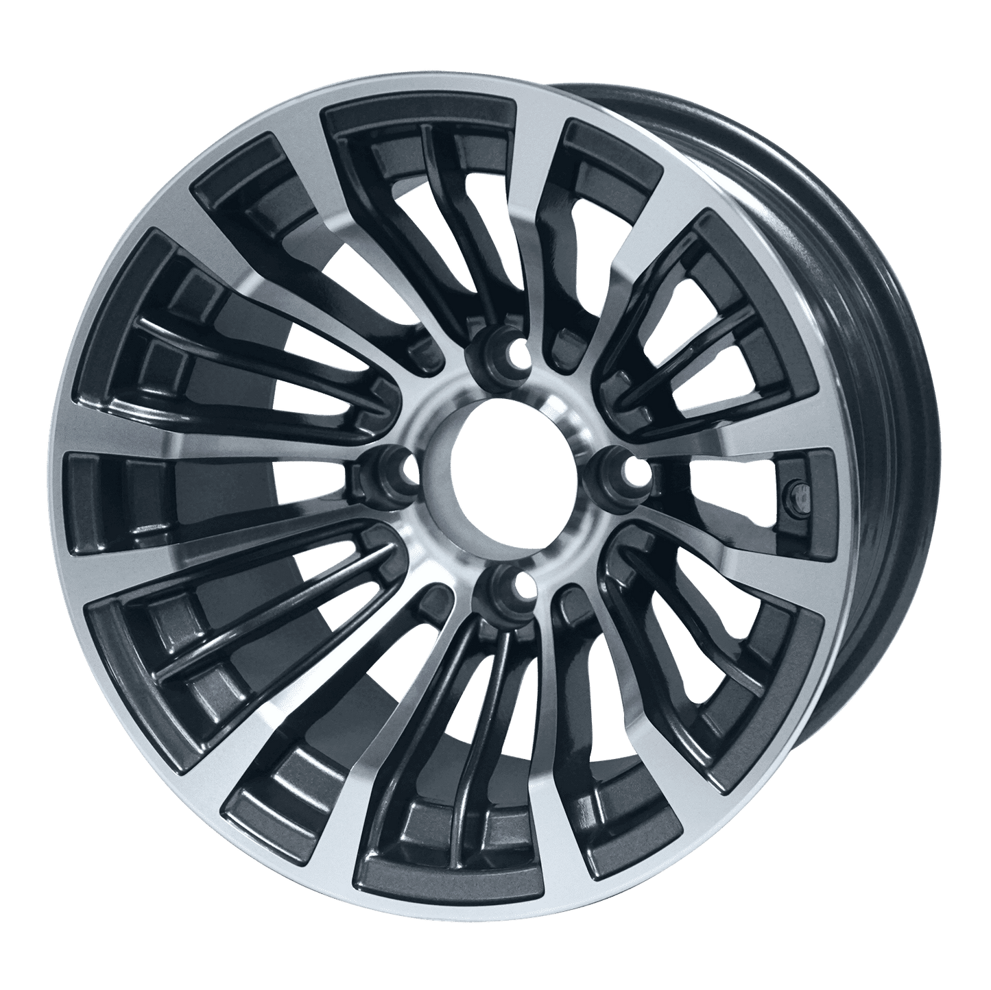 BNDL-TR1217-WH1219-LN0001-CC0001 – SGC 12″ Matador Gunmetal Wheel – Aluminum Alloy / STEELENG 23″x10.5″-12″ Ironclad Hybrid AT Tire
