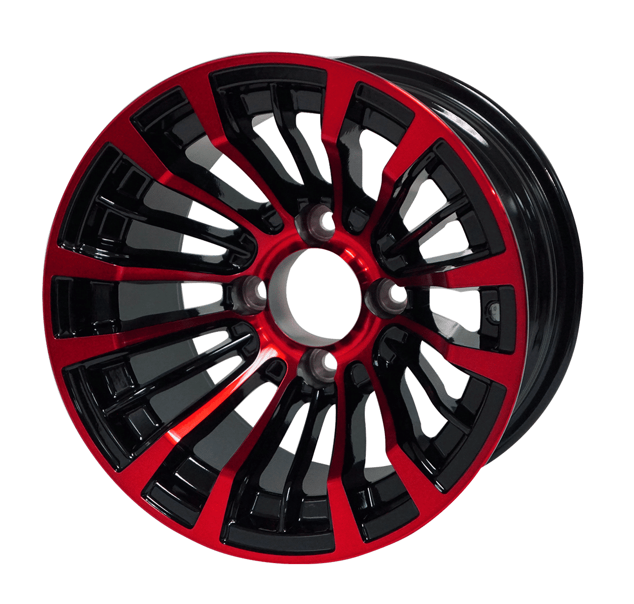 BNDL-TR1216-WH1220-LN0002-CC0005 – SGC 12″ Matador Red/Black Wheel – Aluminum Alloy / STEELENG 20″x10″-12″ Ironclad Hybrid AT Tire