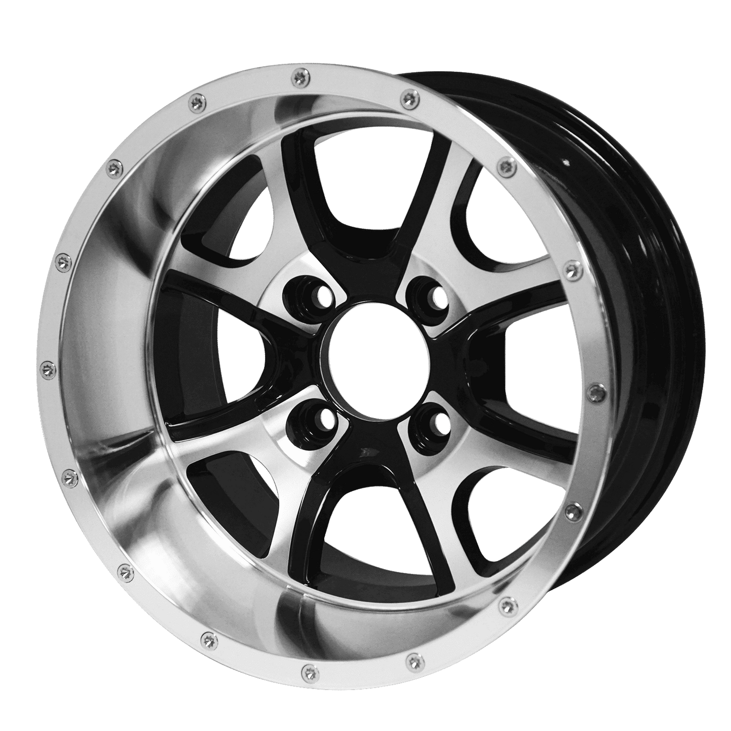 BNDL-TR1216-WH1225-LN0001-CC0001 – SGC 12″ Predator Machined/Black Wheel – Aluminum Alloy / STEELENG 20″x10″-12″ Ironclad Hybrid AT Tire