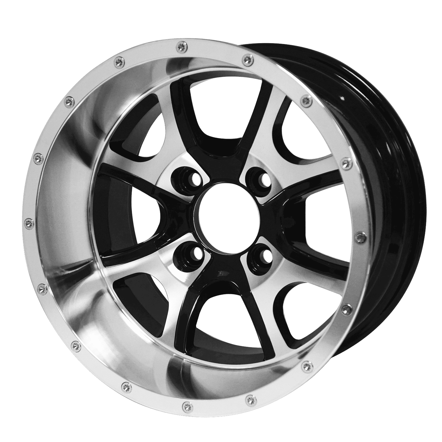 BNDL-TR1217-WH1225-LN0001-CC0001 – SGC 12″ Predator Machined/Black Wheel – Aluminum Alloy / STEELENG 23″x10.5″-12″ Ironclad Hybrid AT Tire