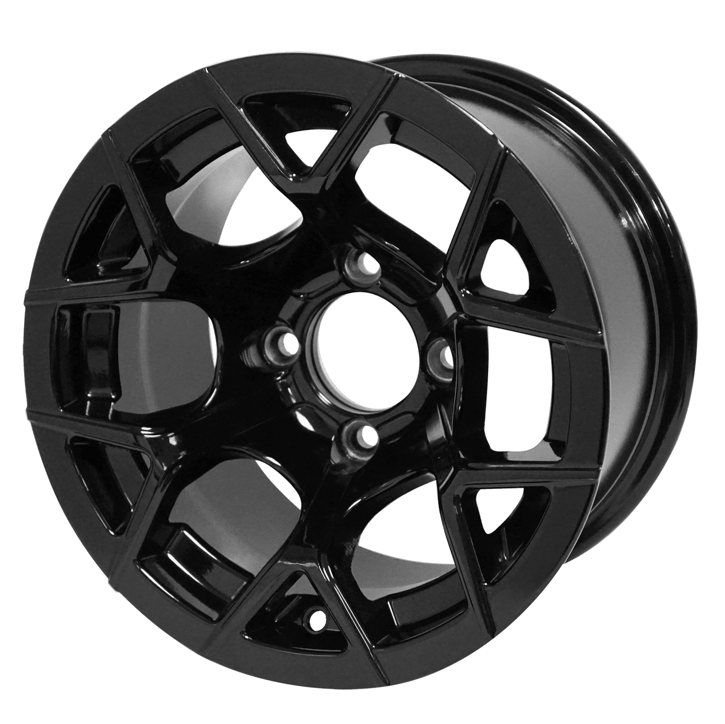 BNDL-TR1216-WH1227-LN0002-CC0002 – SGC 12″ Rally Glossy Black Wheel – Aluminum Alloy / STEELENG 20″x10″-12″ Ironclad Hybrid AT Tire