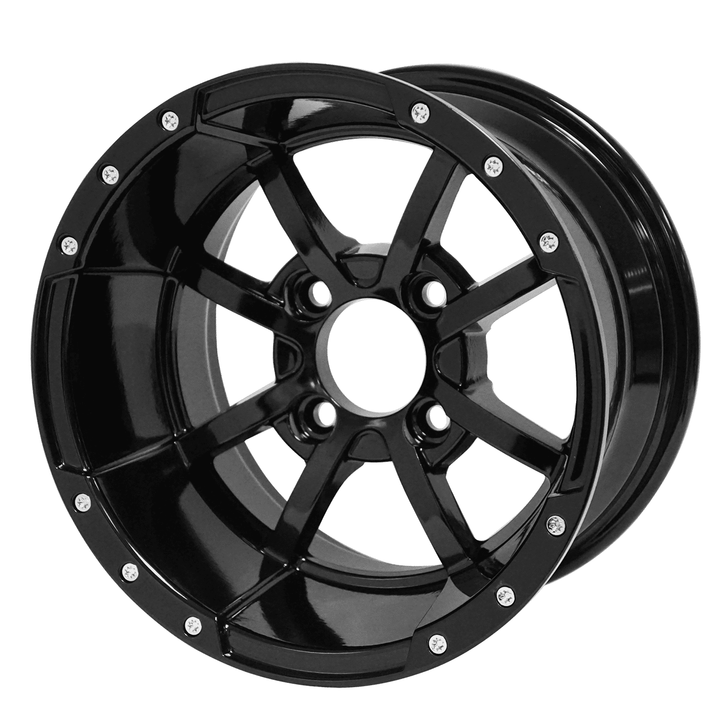 BNDL-TR1216-WH1230-LN0002-CC0002 – SGC 12″ Storm Trooper Glossy Black Wheel – Aluminum Alloy / STEELENG 20″x10″-12″ Ironclad Hybrid AT Tire
