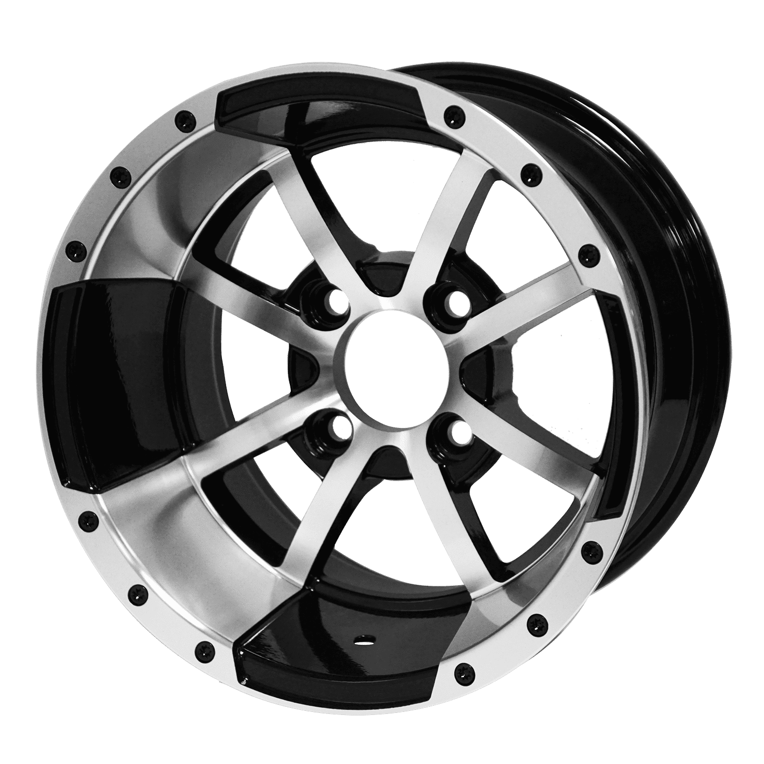 BNDL-TR1216-WH1231-LN0001-CC0001 – SGC 12″ Storm Trooper Machined/Black Wheel – Aluminum Alloy / STEELENG 20″x10″-12″ Ironclad Hybrid AT Tire
