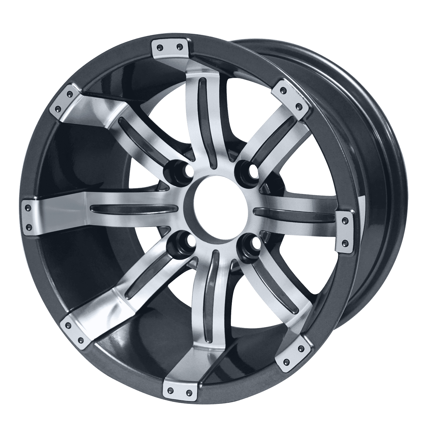 BNDL-TR1216-WH1233-LN0001-CC0001 – SGC 12″ Tempest Gunmetal Wheel – Aluminum Alloy / STEELENG 20″x10″-12″ Ironclad Hybrid AT Tire