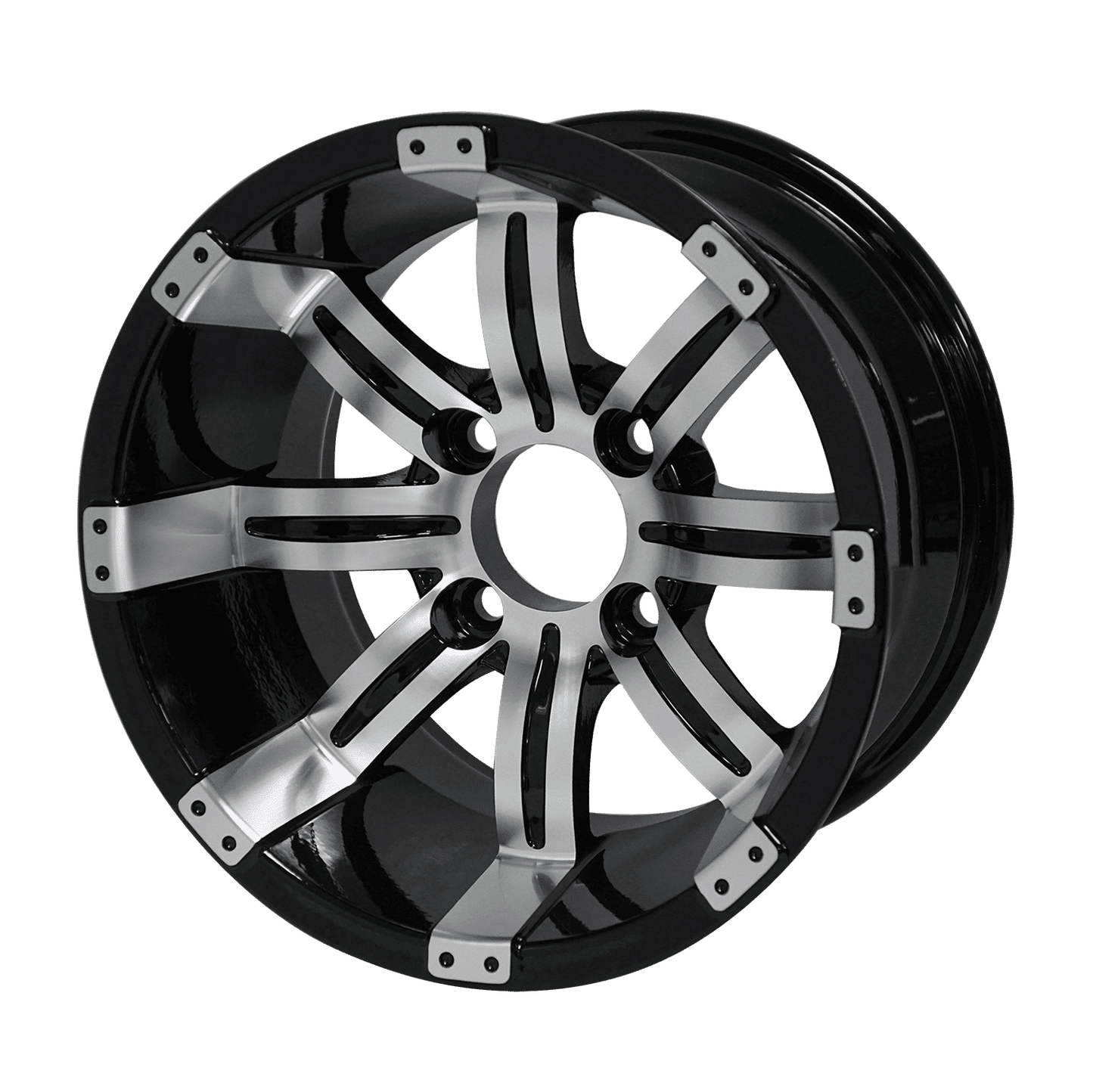 BNDL-TR1216-WH1234-LN0001-CC0001 – SGC 12″ Tempest Machined/Black Wheel – Aluminum Alloy / STEELENG 20″x10″-12″ Ironclad Hybrid AT Tire