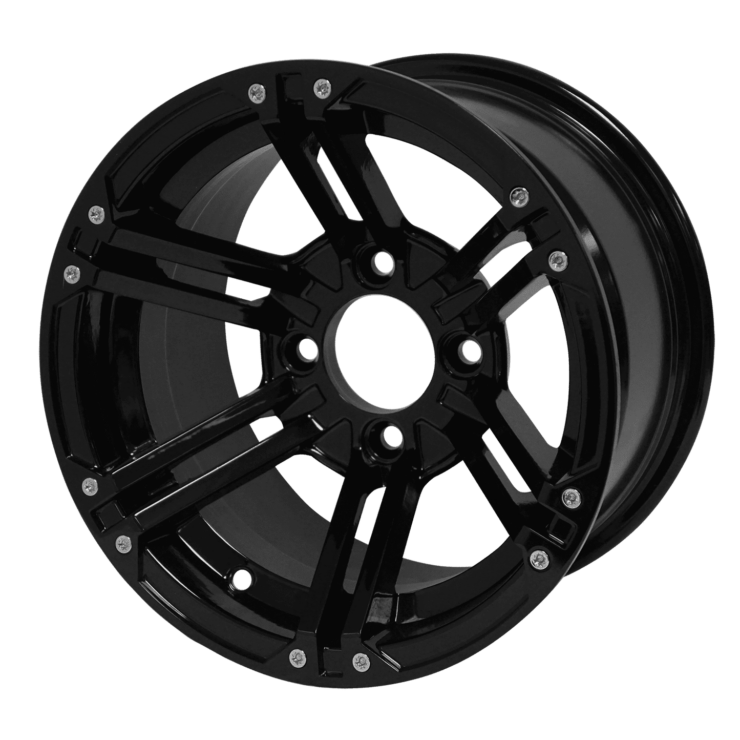BNDL-TR1216-WH1236-LN0002-CC0002 – SGC 12" Terminator Glossy Black Wheel – Aluminum Alloy / STEELENG 20"x10"-12" Ironclad Hybrid AT Tire