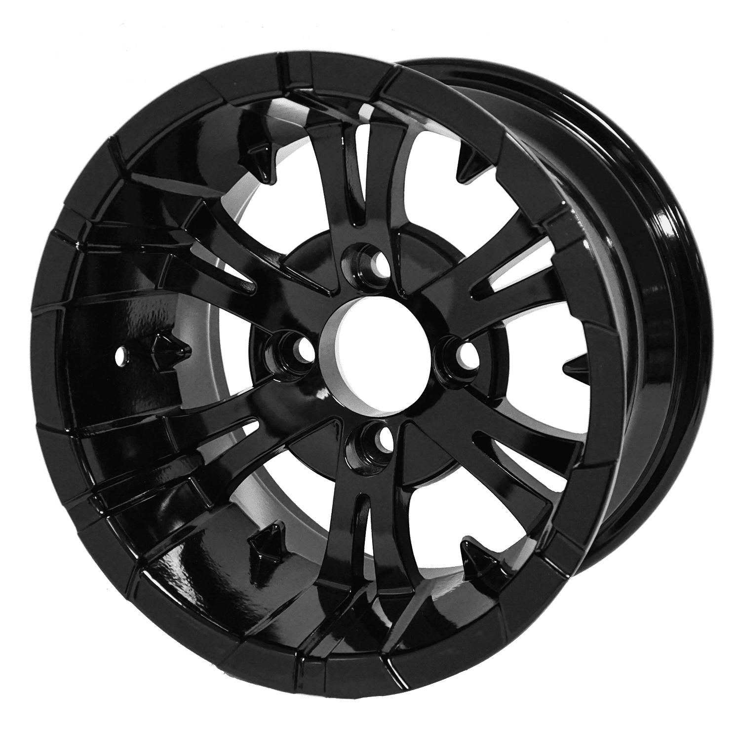 BNDL-TR1217-WH1242-LN0002-CC0002 – SGC 12″ Vampire Glossy Black Wheel – Aluminum Alloy / STEELENG 23″x10.5″-12″ Ironclad Hybrid AT Tire