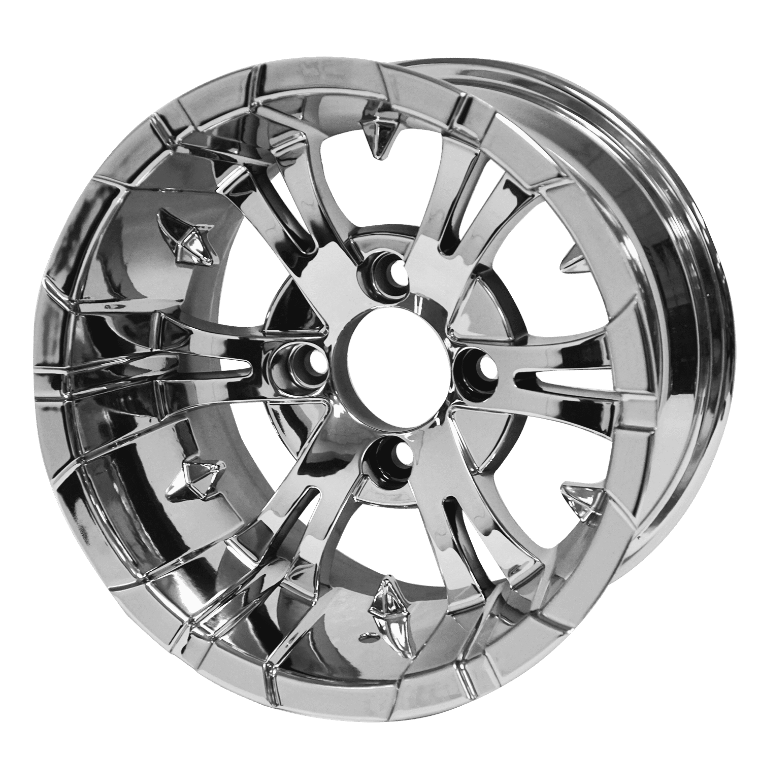 BNDL-TR1217-WH1243-LN0001-CC0001 – SGC 12" Vampire Chrome Wheel – Aluminum Alloy / STEELENG 23"x10.5"-12" Ironclad Hybrid AT Tire