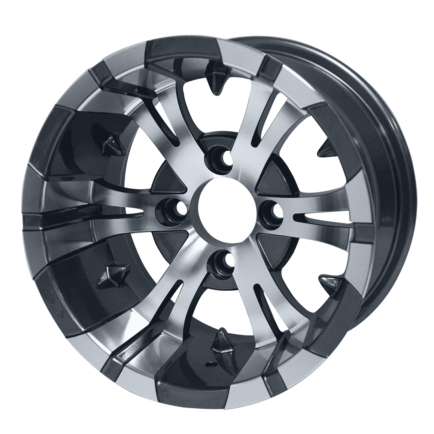 BNDL-TR1216-WH1244-LN0001-CC0001 – SGC 12″ Vampire Gunmetal Wheel – Aluminum Alloy / STEELENG 20″x10″-12″ Ironclad Hybrid AT Tire