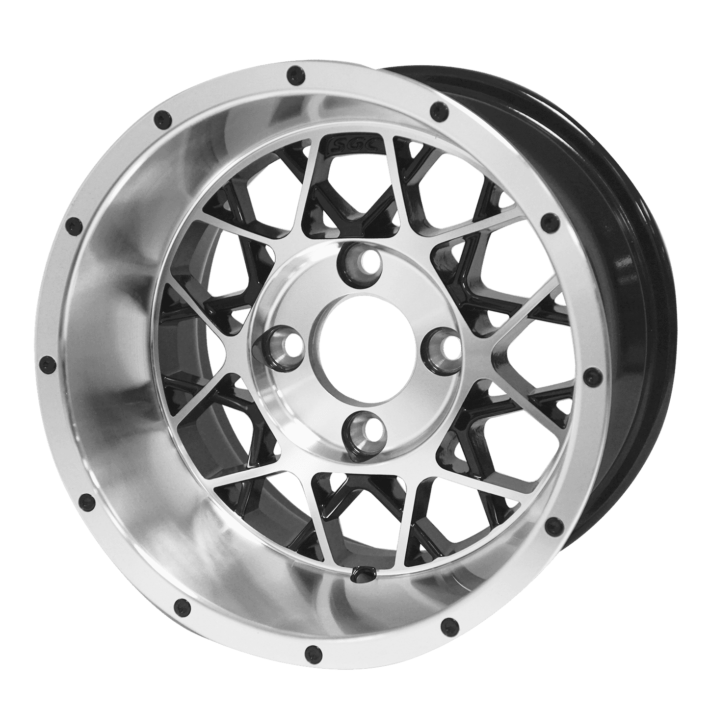 BNDL-TR1217-WH1249-LN0001-CC0001 – SGC 12" Venom Machined/Black Wheel - Aluminum Alloy / STEELENG 23"x10.5"-12" Ironclad Hybrid AT Tire