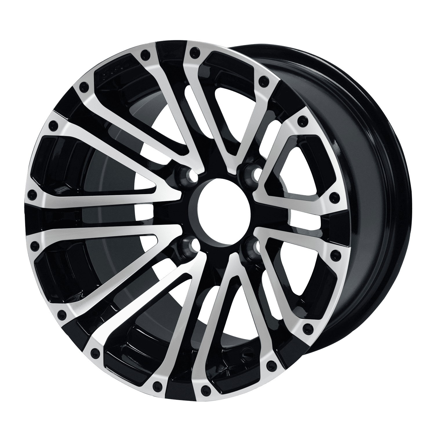 BNDL-TR1216-WH1254-LN0001-CC0001 – SGC 12″ Lancer Machined/Black Wheel – Aluminum Alloy / STEELENG 20″x10″-12″ Ironclad Hybrid AT Tire