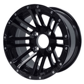 BNDL-TR1217-WH1255-LN0002-CC0002 – SGC 12″ Lancer Glossy Black Wheel – Aluminum Alloy / STEELENG 23″x10.5″-12″ Ironclad Hybrid AT Tire