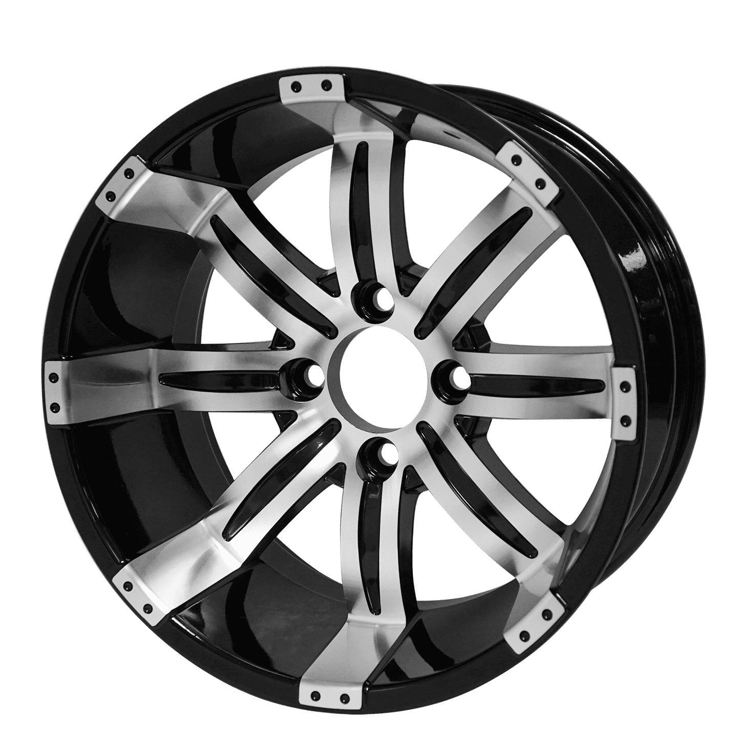 BNDL-TR1408-WH1406-LN0001-CC0001 – SGC 14″ Tempest Machined/Black Wheel – Aluminum Alloy / STEELENG 23″x10″-14″ Ironclad Hybrid AT Tire