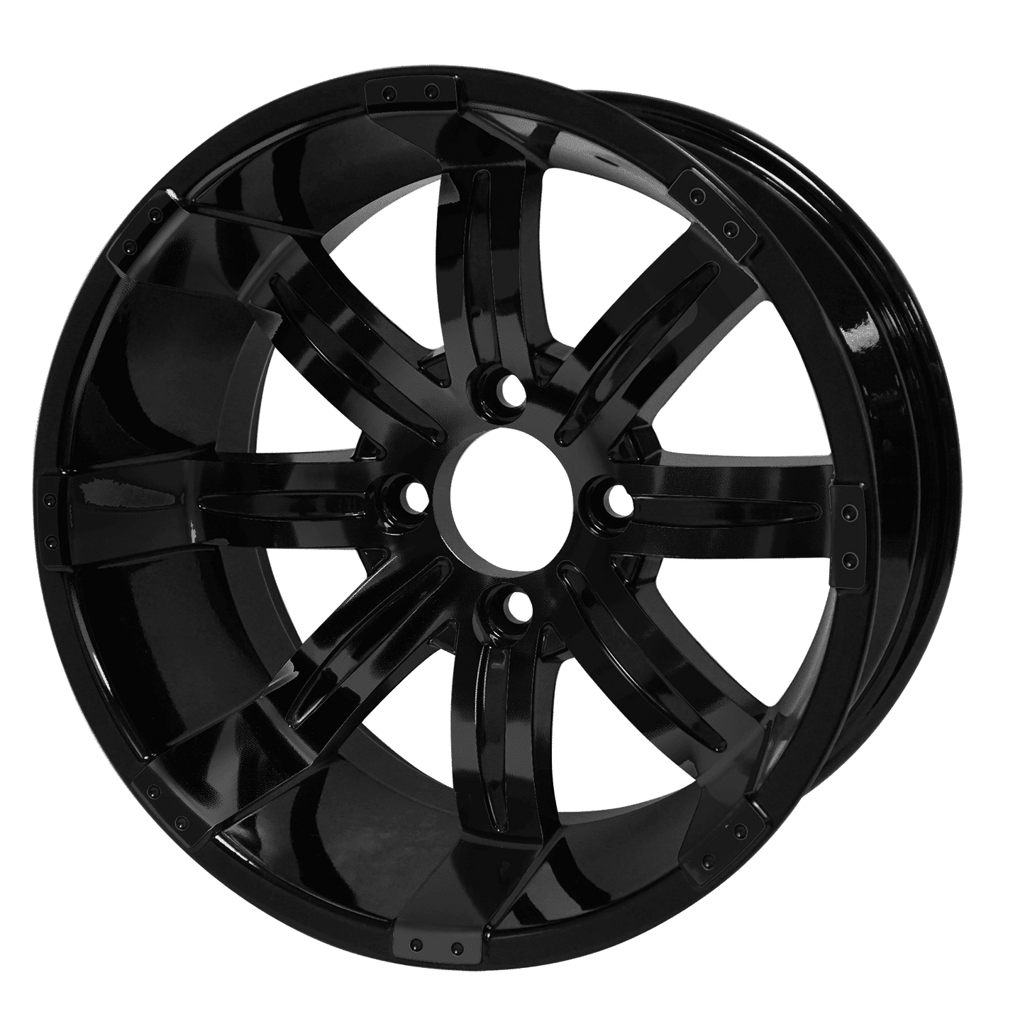 BNDL-TR1408-WH1407-LN0002-CC0002 – SGC 14" Tempest Glossy Black Wheel – Aluminum Alloy / STEELENG 23"x10"-14" Ironclad Hybrid AT Tire