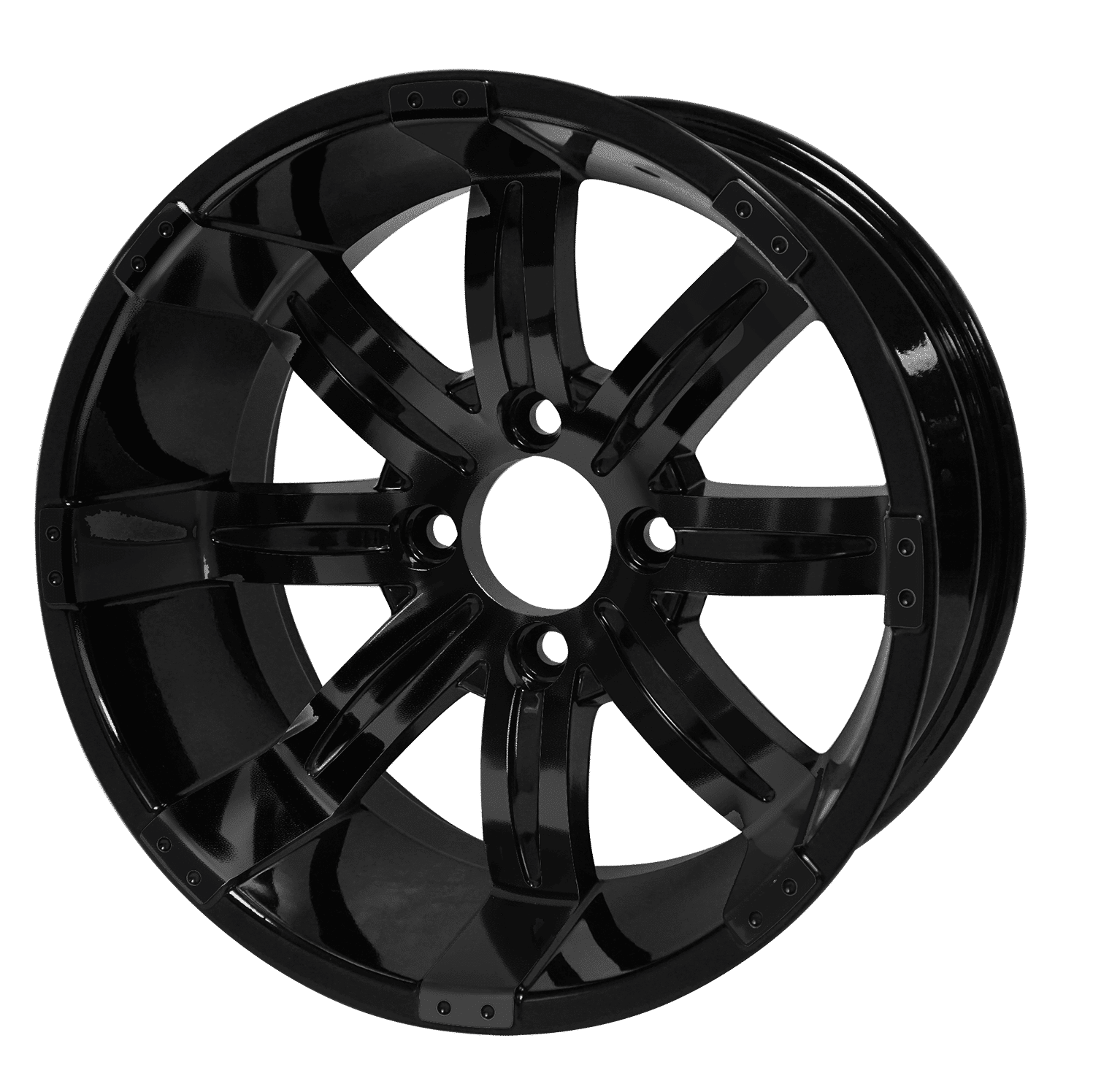 BNDL-TR1408-WH1410-LN0002-CC0002 – SGC 14″ Terminator Glossy Black Wheel – Aluminum Alloy / STEELENG 23″x10″-14″ Ironclad Hybrid AT Tire