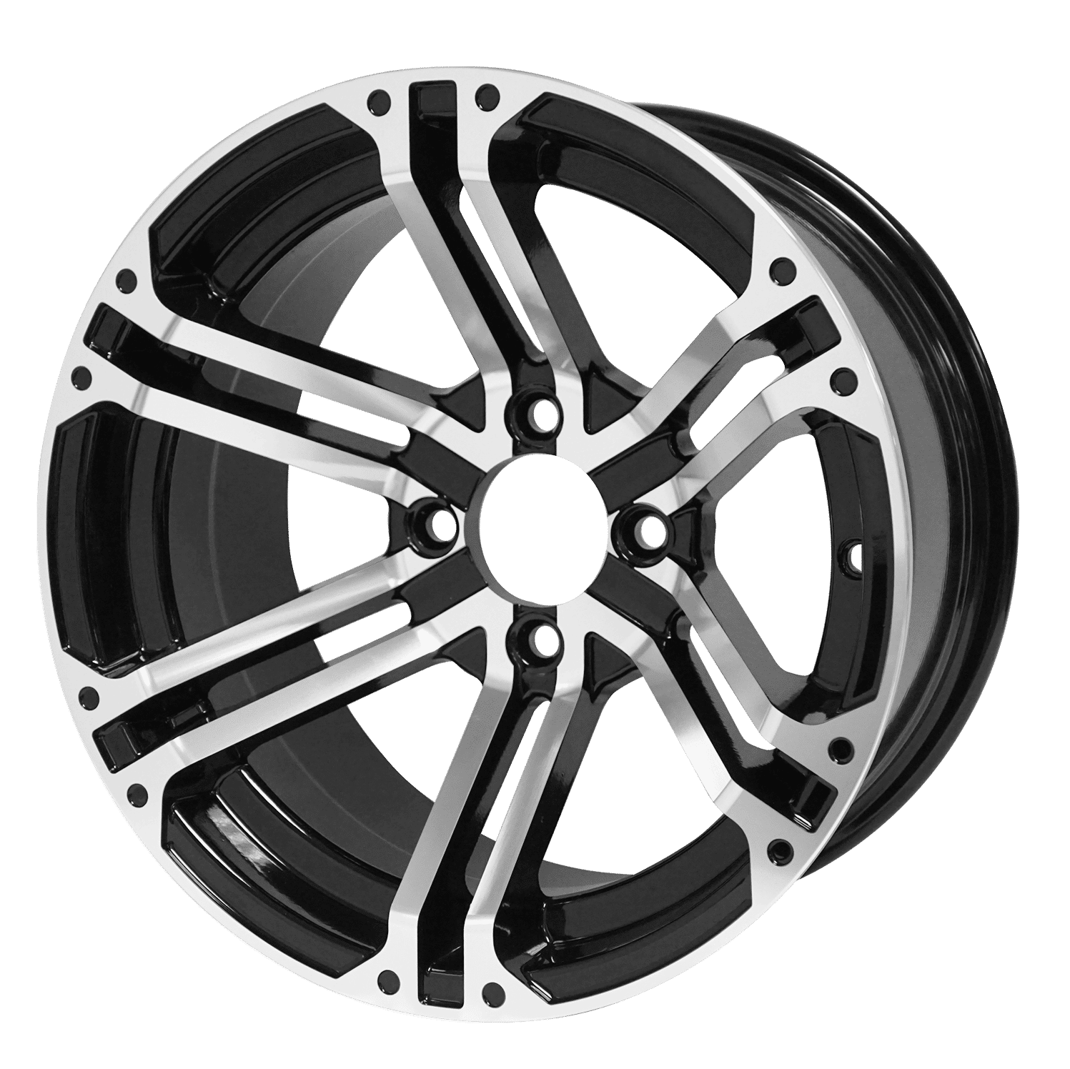 BNDL-TR1407-WH1409-LN0004-CC0001 – SGC 14″ Terminator Machined/Black Wheel – Aluminum Alloy / STEELENG 23″x10.5″-14″ Thunder Bolt Hybrid Tire