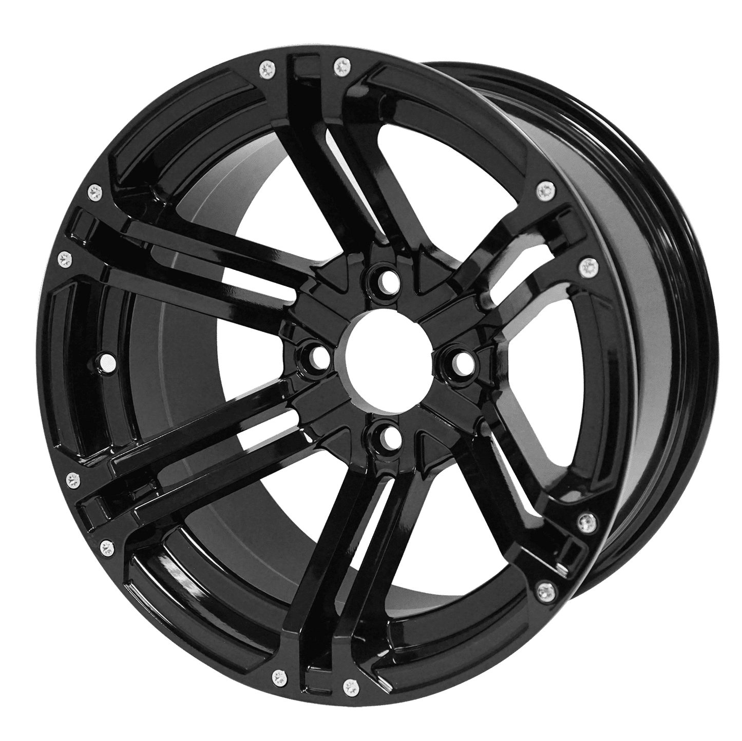 BNDL-TR1407-WH1410-LN0005-CC0002 – SGC 14″ Terminator Glossy Black Wheel – Aluminum Alloy / STEELENG 23″x10.5″-14″ Thunder Bolt Hybrid Tire