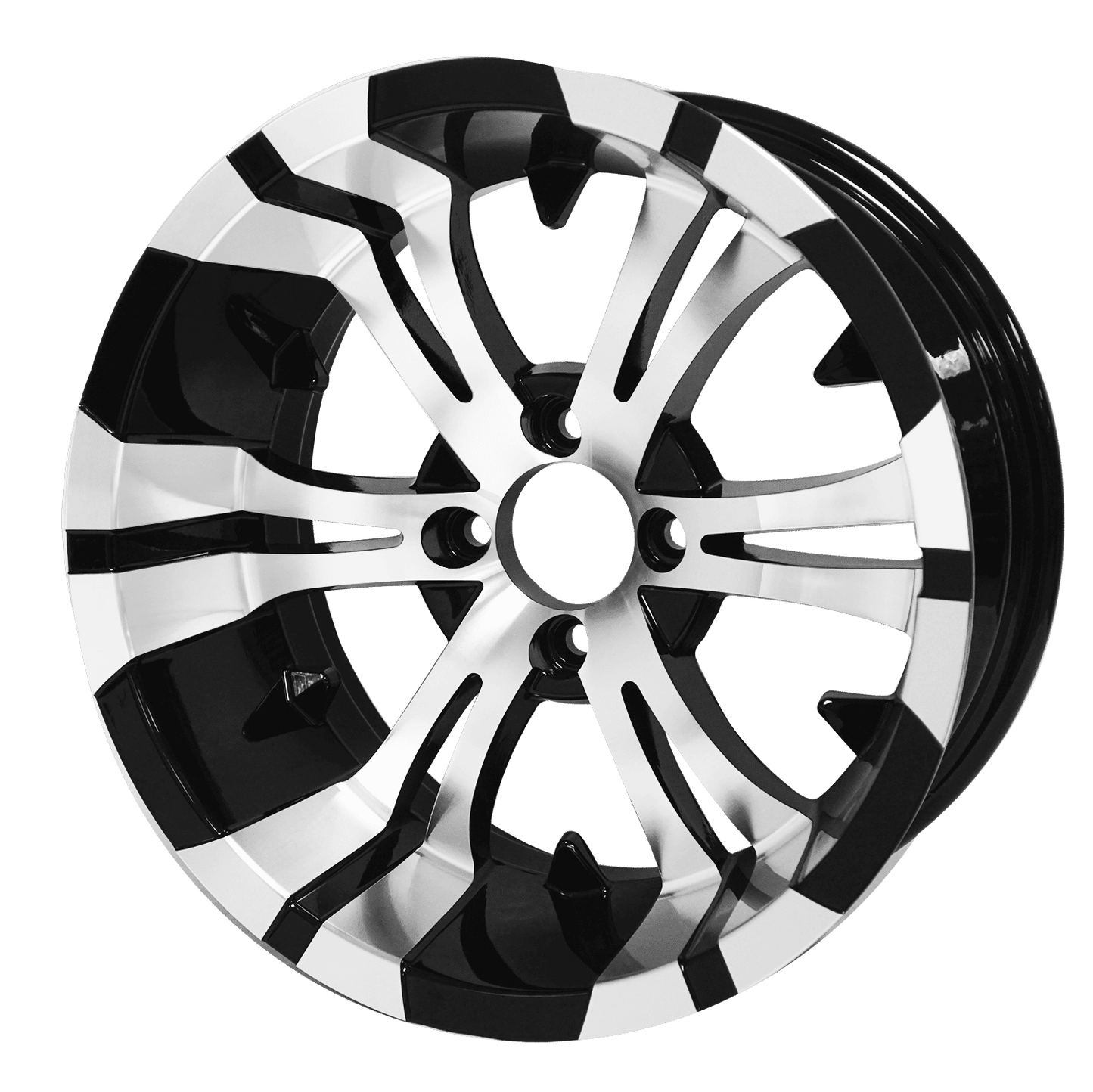 BNDL-TR1408-WH1413-LN0001-CC0001 – SGC 14″ Vampire Machined/Black Wheel – Aluminum Alloy / STEELENG 23″x10″-14″ Ironclad Hybrid AT Tire
