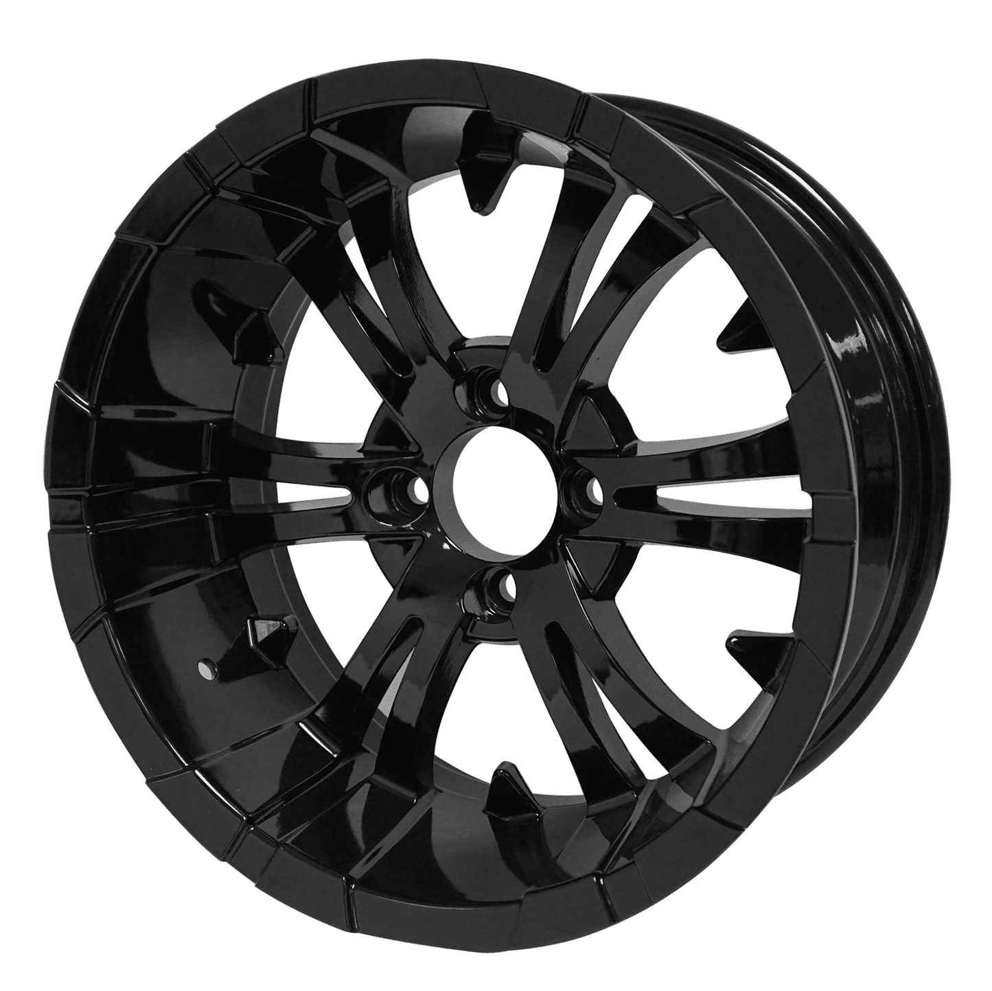 BNDL-TR1407-WH1414-LN0005-CC0002 – SGC 14″ Vampire Glossy Black Wheel – Aluminum Alloy / STEELENG 23″x10.5″-14″ Thunder Bolt Hybrid Tire