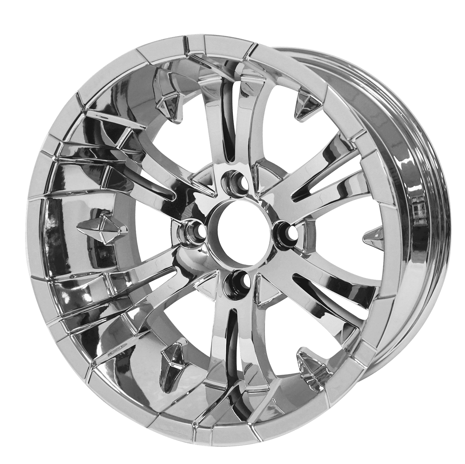 BNDL-TR1407-WH1415-LN0001-CC0001 – SGC 14" Vampire Chrome Wheel – Aluminum Alloy / STEELENG 23"x10.5"-14" Thunder Bolt Hybrid Tire