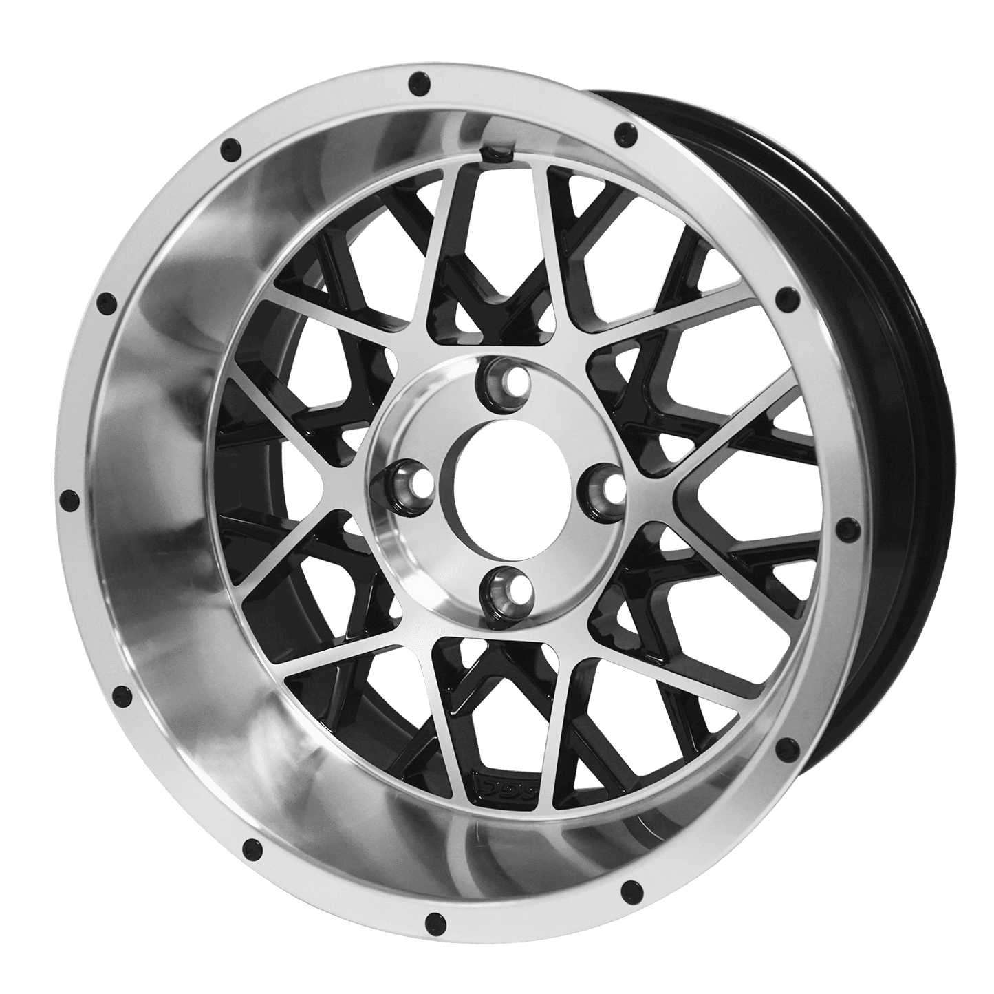 BNDL-TR1407-WH1419-LN0004-CC0001 – SGC 14″ Venom Machined/Black Wheel – Aluminum Alloy / STEELENG 23″x10.5″-14″ Thunder Bolt Hybrid Tire