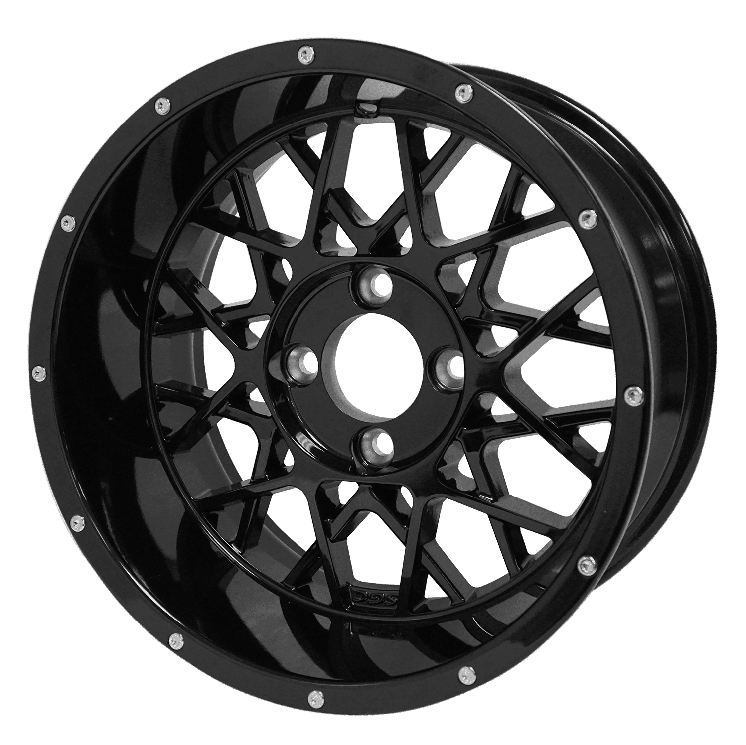 BNDL-TR1408-WH1420-LN0002-CC0002 – SGC 14″ Venom Glossy Black Wheel – Aluminum Alloy / STEELENG 23″x10″-14″ Ironclad Hybrid AT Tire