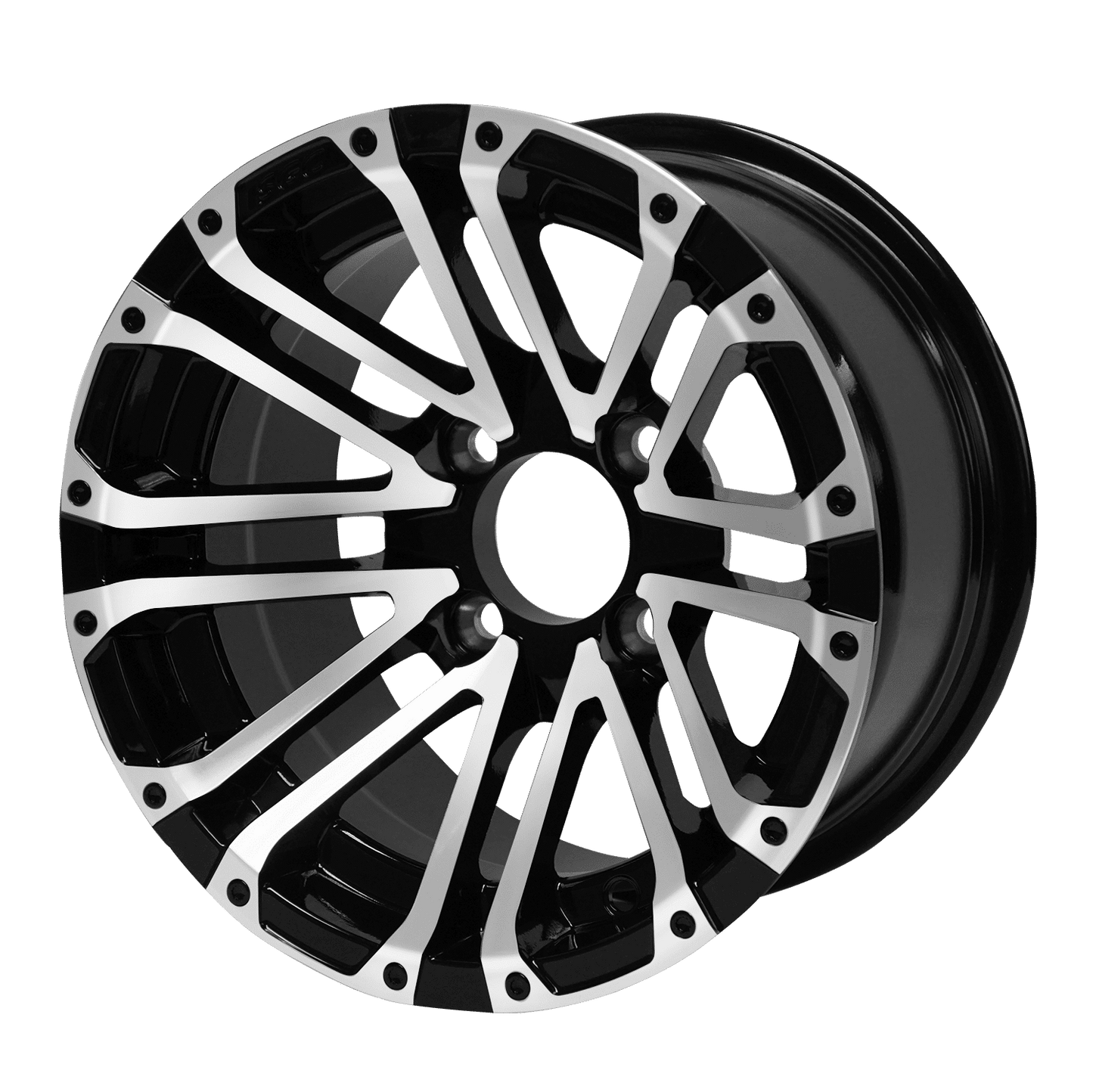 BNDL-TR1408-WH1424-LN0001-CC0001 – SGC 14″ Lancer Machined/Black Wheel – Aluminum Alloy / STEELENG 23″x10″-14″ Ironclad Hybrid AT Tire