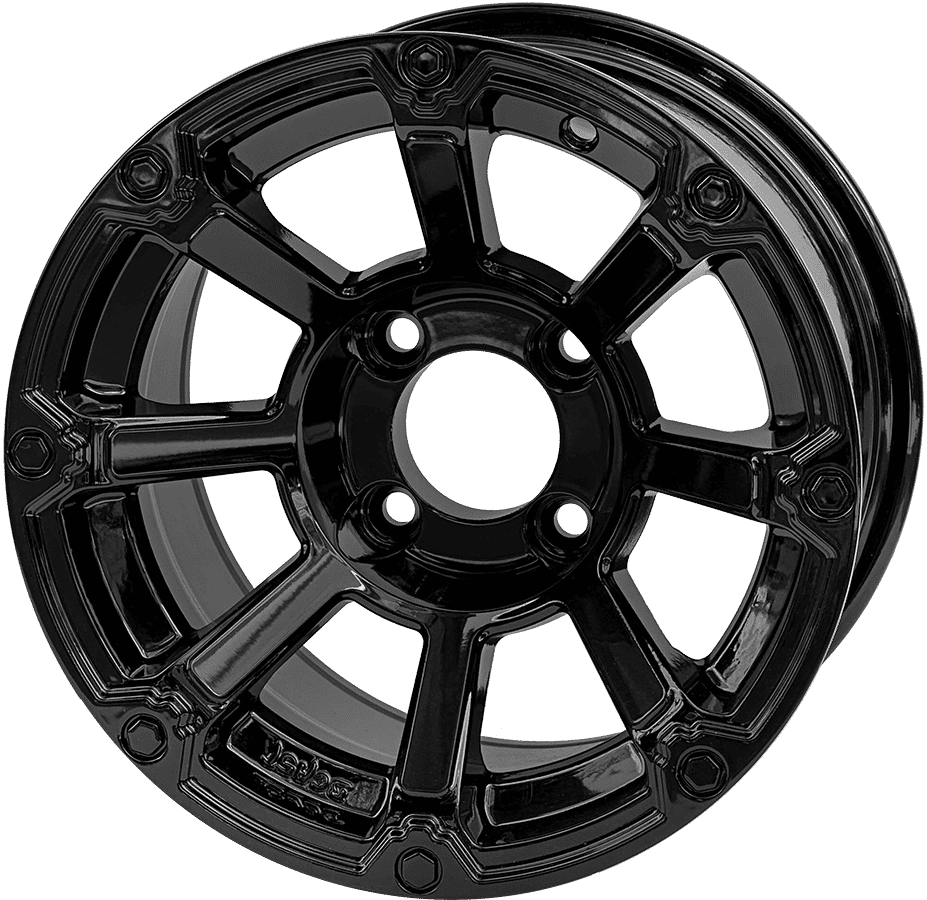 BNDL-TR1216-WH1261-LN0002-CC0027 – SGC 12″ Cyclops Glossy Black Wheel – Aluminum Alloy / STEELENG 20″x10″-12″ Ironclad Hybrid AT Tire