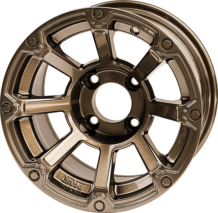 BNDL-TR1217-WH1263-LN0002-CC0026 – SGC 12″ Cyclops Bronze Wheel – Aluminum Alloy / STEELENG 23″x10.5″-12″ Ironclad Hybrid AT Tire