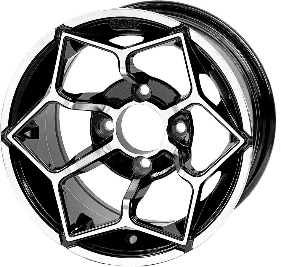BNDL-TR1217-WH1266-LN0001-CC0025 – SGC 12″ Hammerhead Machined/Black Wheel – Aluminum Alloy / STEELENG 23″x10.5″-12″ Ironclad Hybrid AT Tire