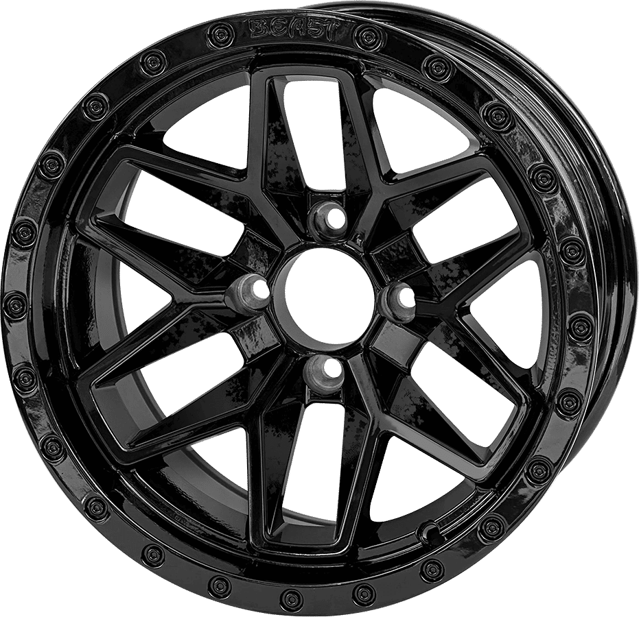 BNDL-TR1408-WH1430-LN0002-CC0027 – SGC 14″ Black Widow Wheel – Aluminum Alloy / STEELENG 23”x10.5”-14” Ironclad Hybrid AT Tire