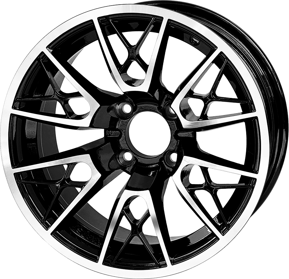 BNDL-TR1408-WH1440-LN0001-CC0025 – SGC 14″ Saber Tooth Machined Black Wheel – Aluminum Alloy / STEELENG 23”x10.5”-14” Ironclad Hybrid AT Tire