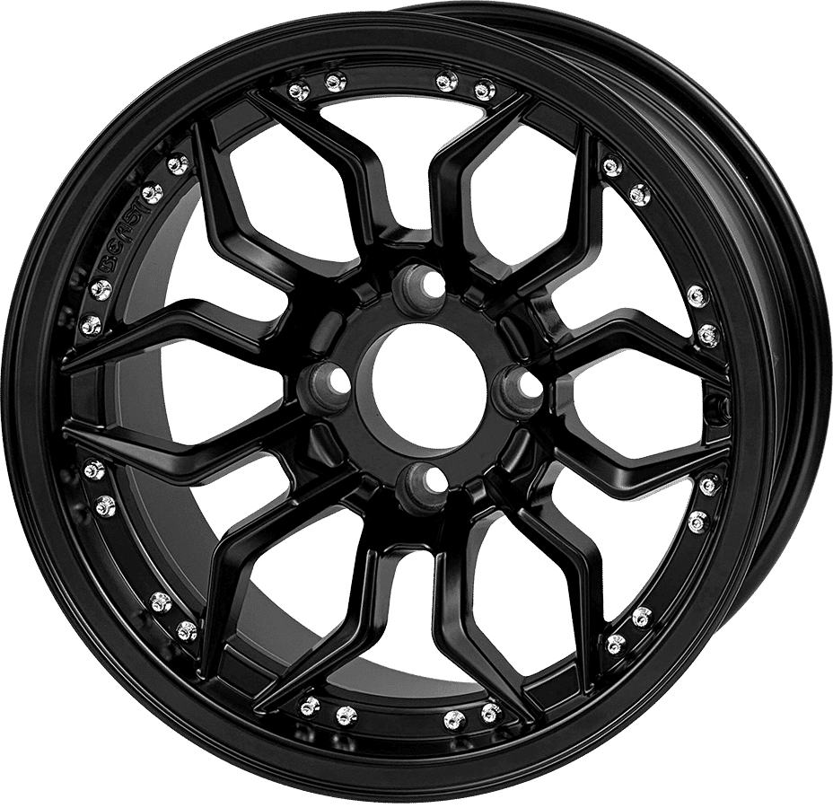 BNDL-TR1408-WH1445-LN0003-CC0024 – SGC 14″ Scorpion Matte Black Wheel – Aluminum Alloy / STEELENG 23”x10.5”-14” Ironclad Hybrid AT Tire